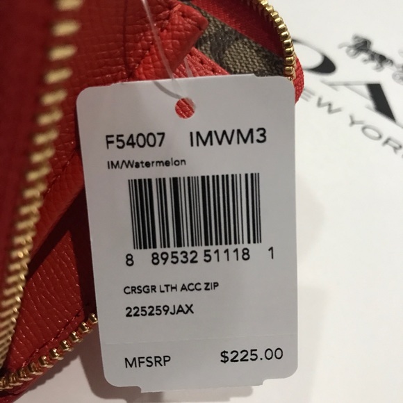 NWT COACH ACCORDION ZIP WALLET F54007 WATERMELON - Picture 4 of 8